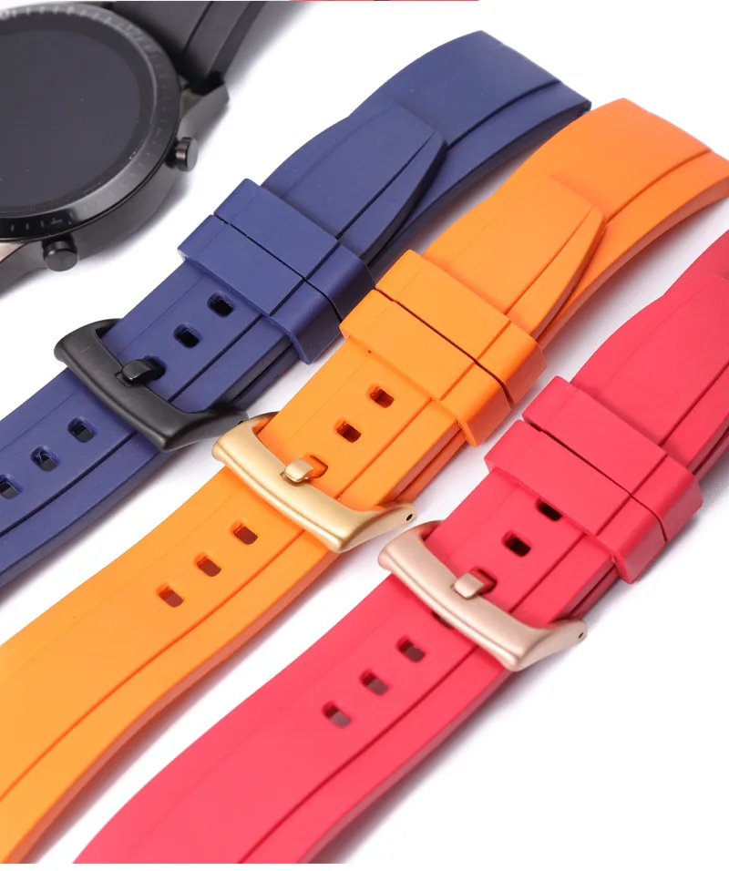 Quality Fluoro Rubber Watch Strap 19mm 20mm 21mm 22mm Sport Watchband Black Green Wristband With Quick Release Spring Bar