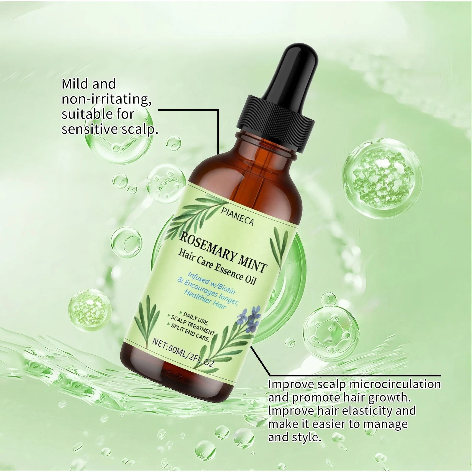 OEM Private Label Bulk 100%  Natural Organic Rosemary Mint Hair Oil  For hair  Growth