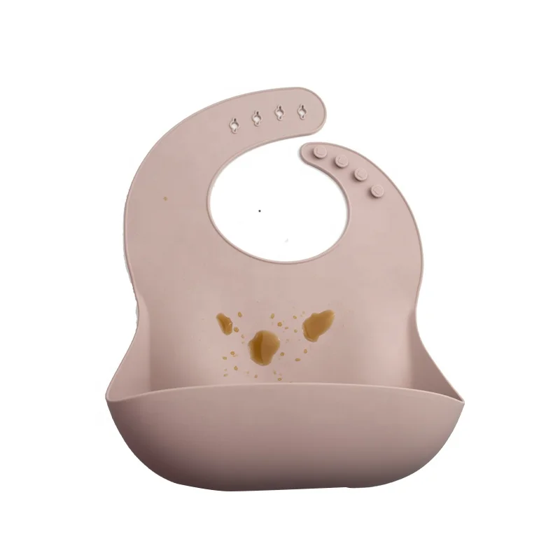 BPA Free Waterproof Silicone Baby Bib With with Food Catcher Silicone Baby Apron Bib