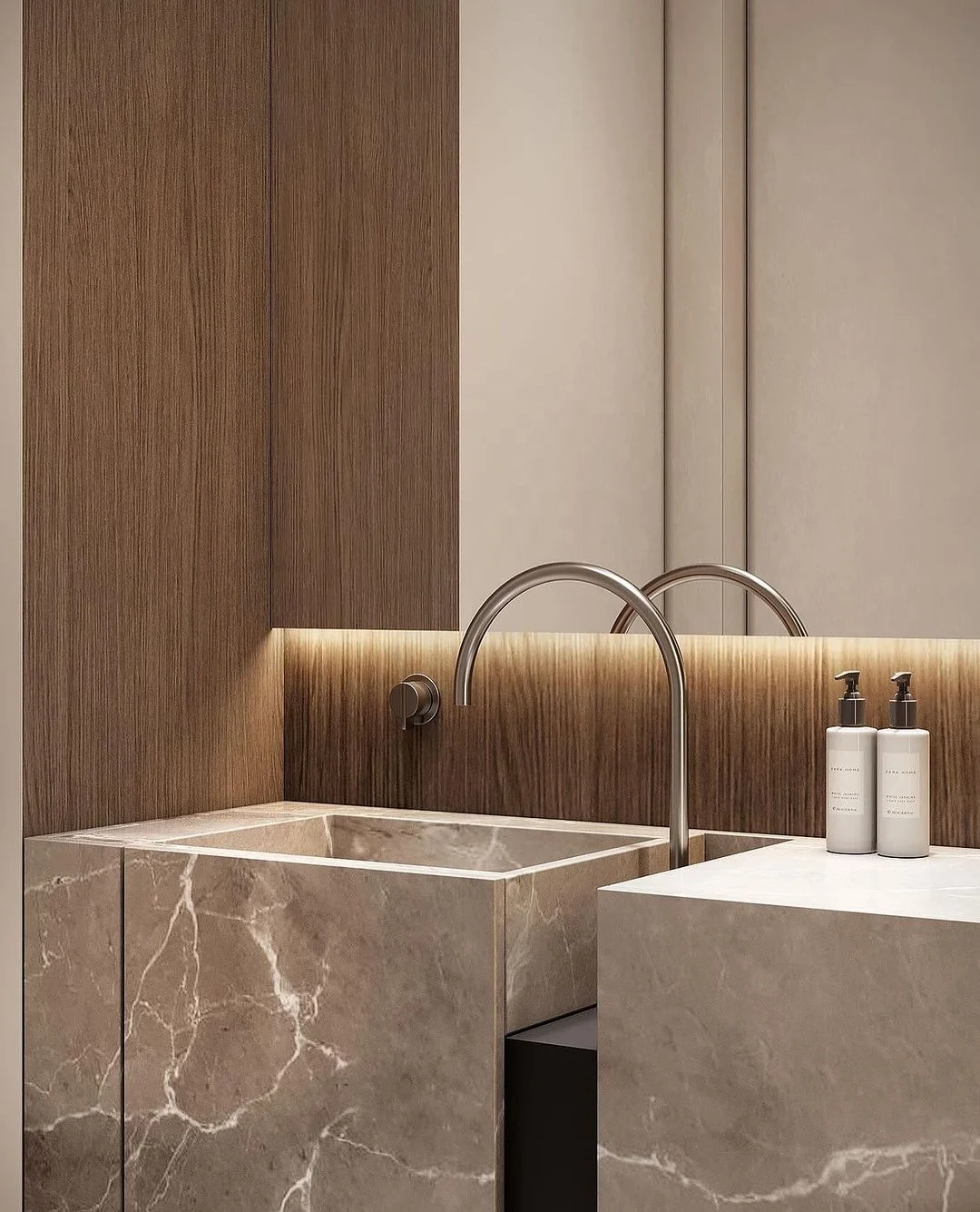 Natural Grey Marble Pedestal Sinks Bathroom Wash Basins Modern Design