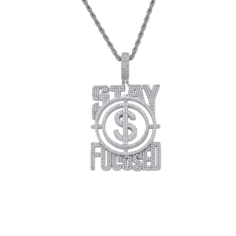 New US Dollars Shape Pendant Bling Bling Mens Necklace Rock Brass Micro pave with CZ Hip hop Money Symbol Jewelry