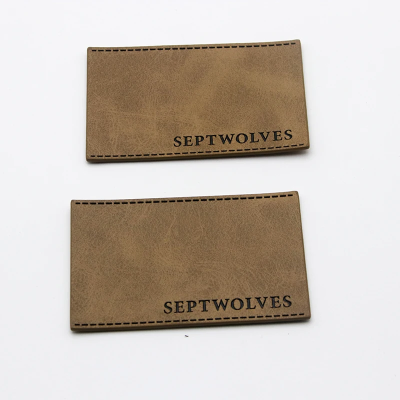 Wholesale Sew on Custom Private Reflective Brand Name Logo Design PU Leather Embossed Badge for