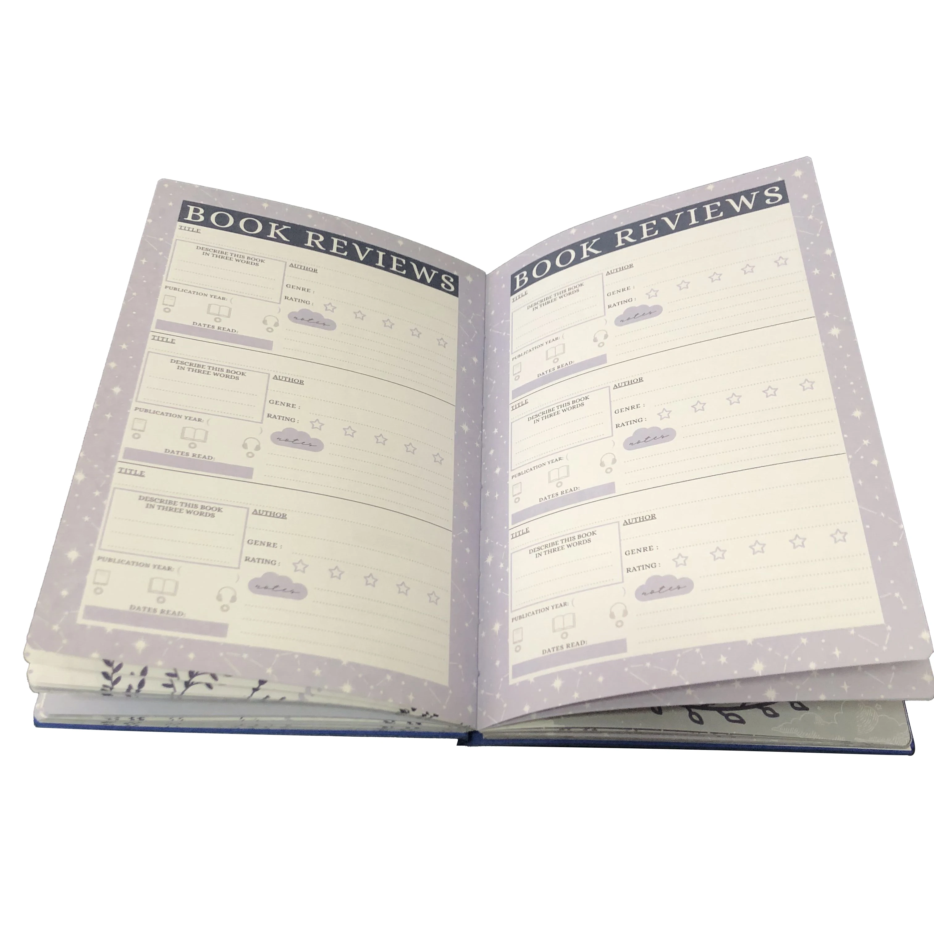 Custom A5 Writing Book Reviews Reading Planner Soft Cover PU Leather Notebook