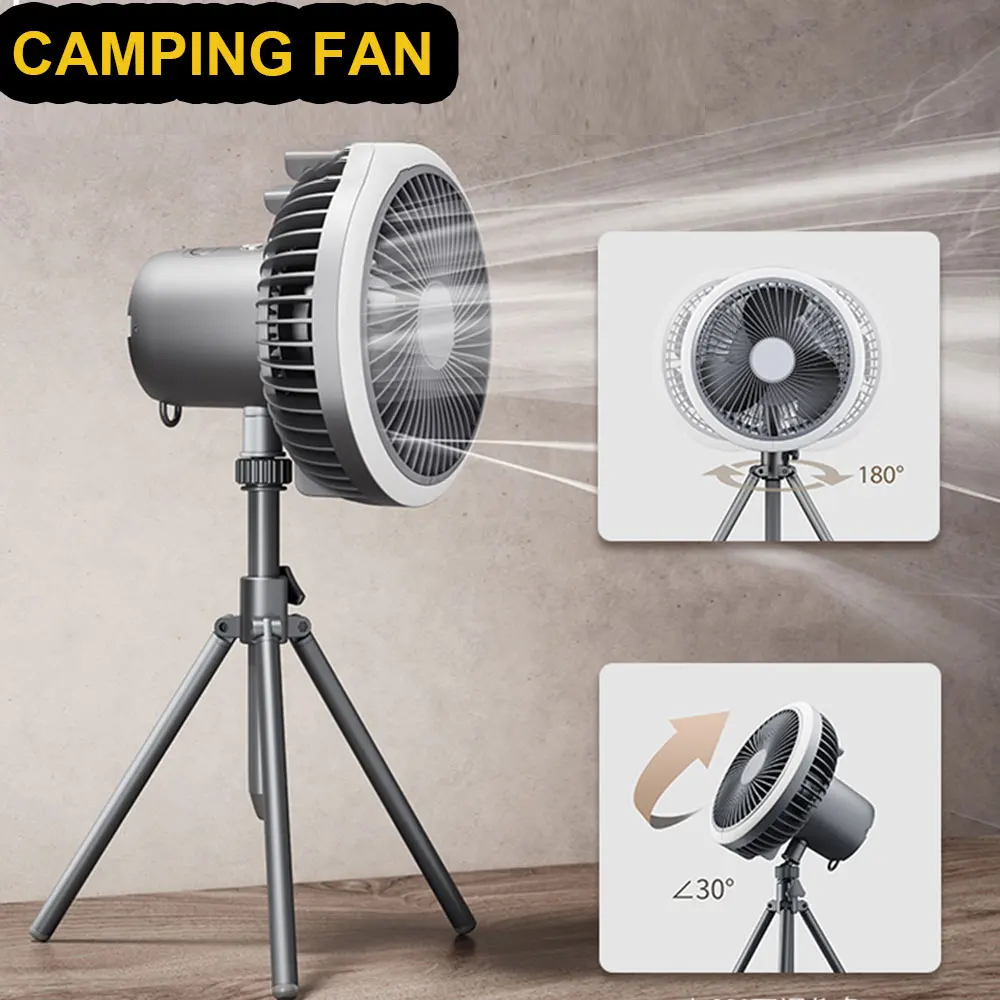 Outdoor tripod fan can shake its head 180 degrees Removable Ceiling standing camping fan portable hook fishing fan