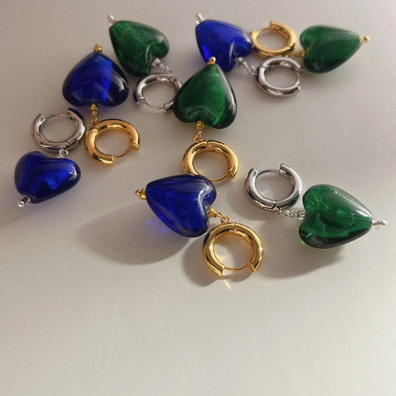 INS Fashion Copper Sweet Jewelry Multi Color Cute Heart Shape Copper Colorful Clay Ceramic Hoop Earrings