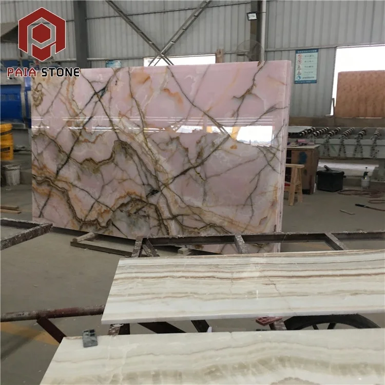 Interior Decoration Factory Direct Sale Pink Onyx Marble Stone Slab Bathroom Tile