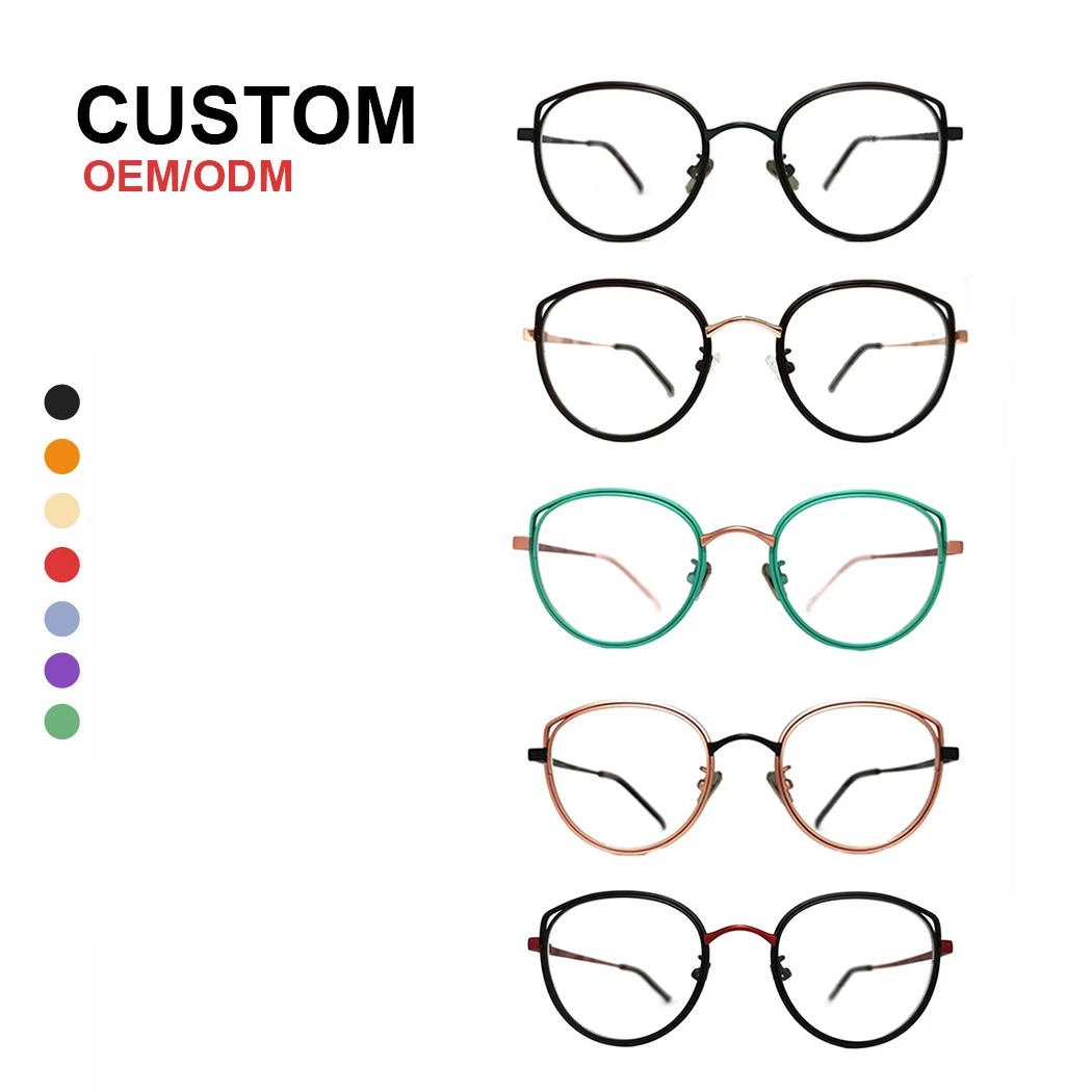 Customized Luxury Fashion Women Pure Titanium Cat Eye Optical Frames Eyewear Eye Glasses