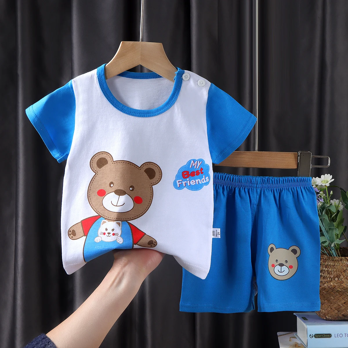 Cheap price baby boy clothes used clothing sets t shirt 2 pcs in stock