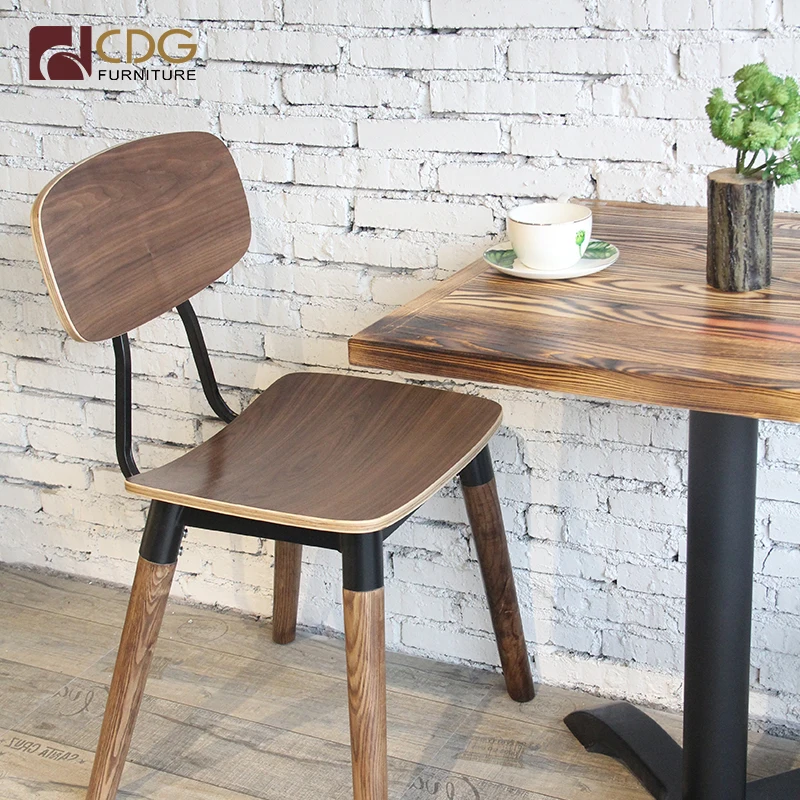 Indoor Cafe High Quality Solid Wood Dining Chairs Restaurant Wooden Furniture Timber Chair