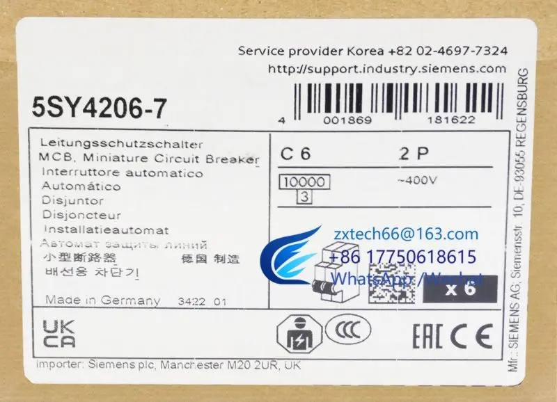 5SY4206-7 5SY4 206-7 MCB C6 2P 400V-неиспользованные OVP-_ 6a6cd524