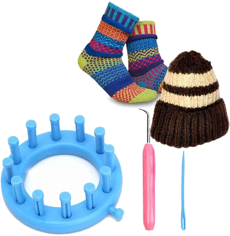 Circle Circular Round Knitting Looms Set with Hook Needle and Knitting Yarn Needle Kit for Embellishment DIY Craft