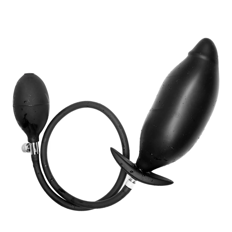 Adult Silicone Anal Dildo Butt Plug Toys Black Inflatable Big Anus Stimulator for Men and Women Sex Product