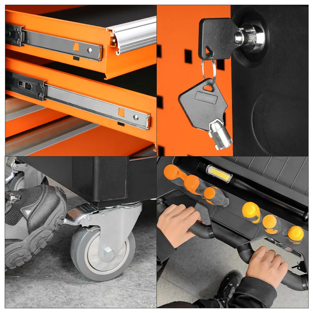 Heavy Duty Professional Movable Tool Trolley Chest Workshop Garage Storage 7 Drawer Tool Box Roller Cabinet for Garage