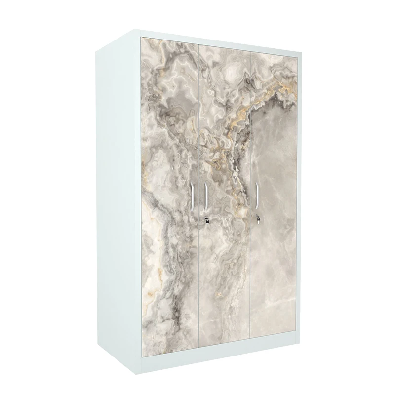 3 swing door wardrobe metal wardrobe closet household flower printed steel almirah design