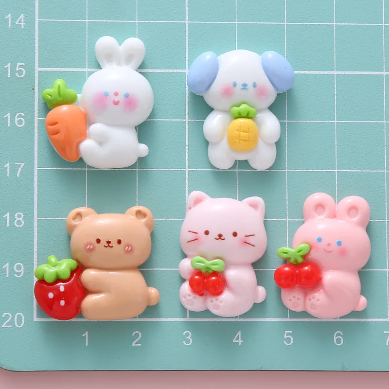2023 Fashion  Cute  Holding Fruit Rabbit Resin Diy  Accessories Hair Clip Cream Gel Phone Case  Refrigerator Magnet Accessories