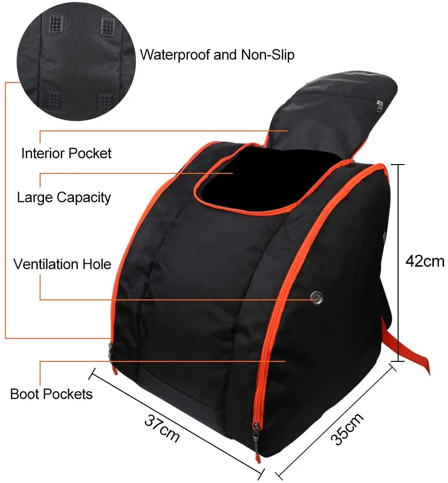 Outdoor Sports Ski Boot Bag Padded Snowboard Ski Bag with Waterproof Oxford Fabric