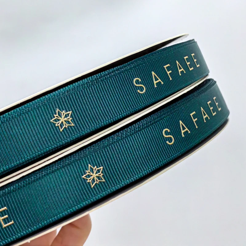 High quality Customized ribbon 100 yards printing Custom Logo Polyester Grosgrain Ribbons decorative Florist Gift