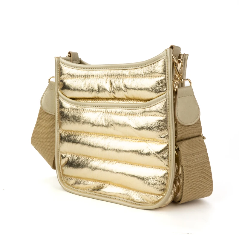 Winter Style Fashion Inventory Quilted Puffer Metallic Color Shoulder Bags Down Filling Crossbody Women Bags Fluffy Ladies Tote