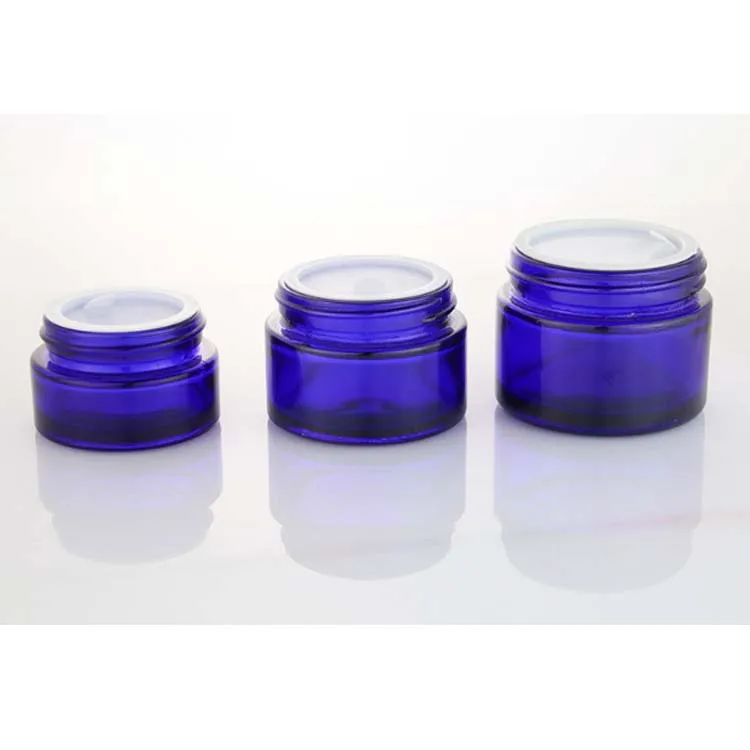 Luxury Empty Eco-Friendly Cosmetic Matte Green Blue Amber Cream Jar Glass With Lid glass jar cosmetic packaging