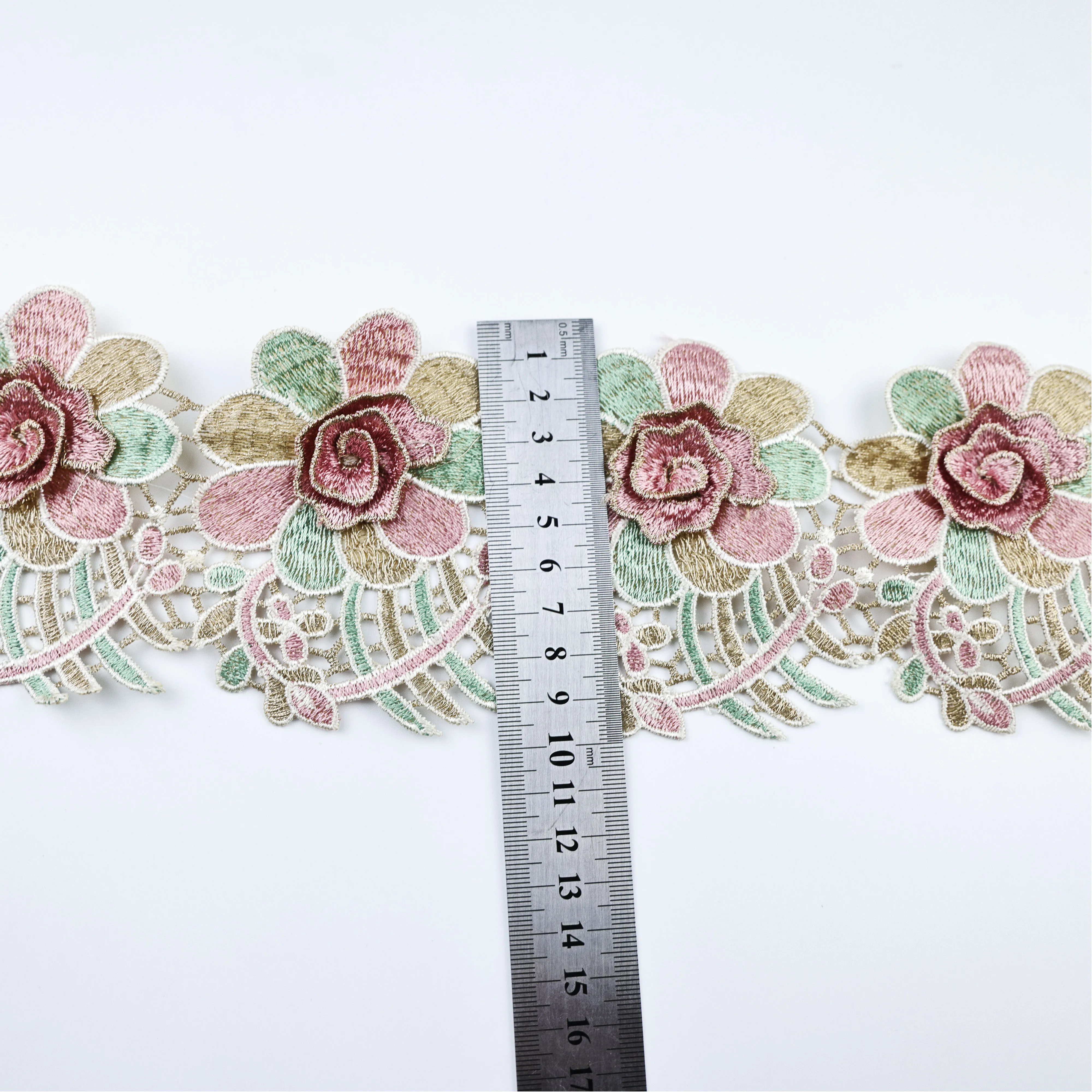 Wholesale High Quality Three-Dimensional Flower Embroidered Lace Colorful Lace Trim