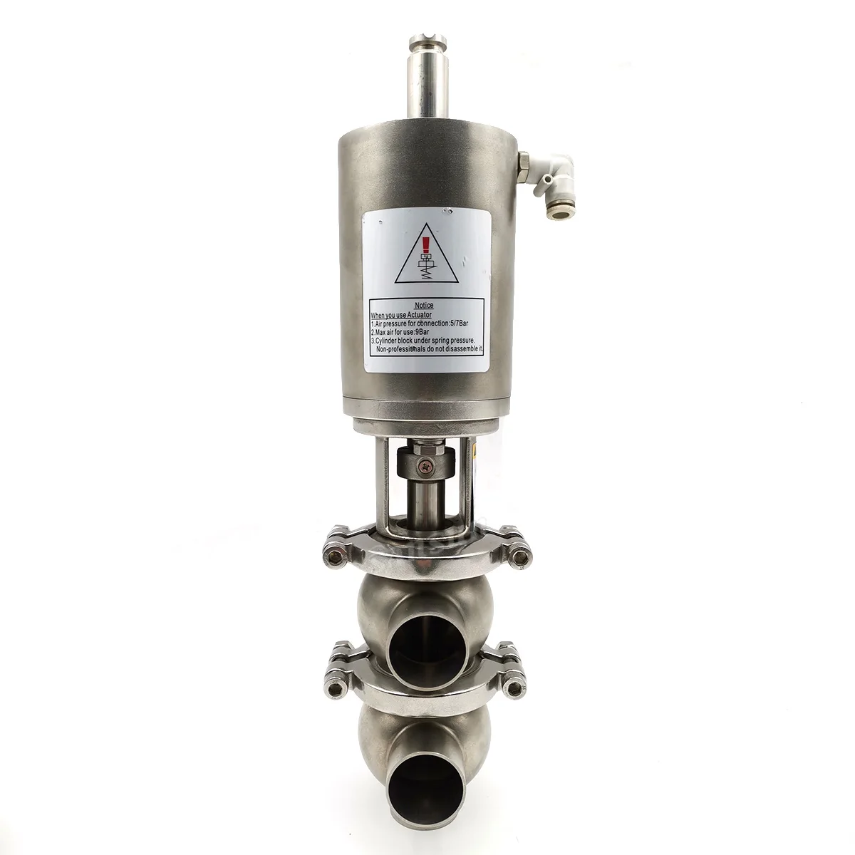 Sanitary Weld Ends 3 Way Reversing Vale with Pneumatic Actuator