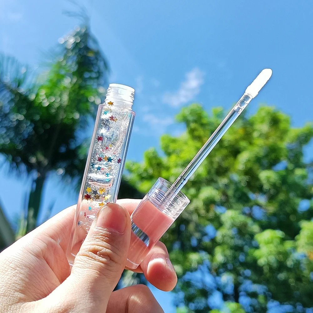 Wholesale Custom Lipgloss No Logo Shiny Vegan Organic Kids Lip Plump Moisturize Glitter Butterfly Clear Lip Gloss