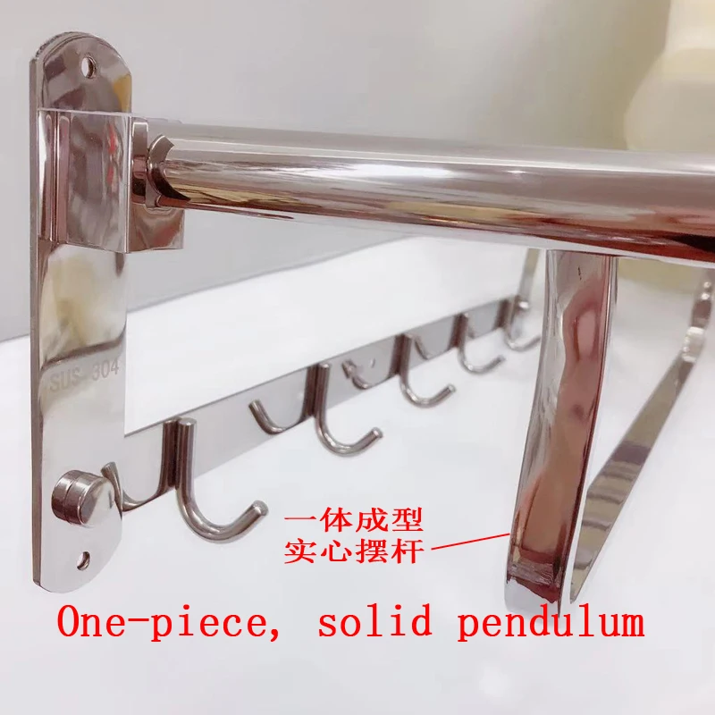 Stainless steel 304 square tube folding bathroom rack with rod made in China