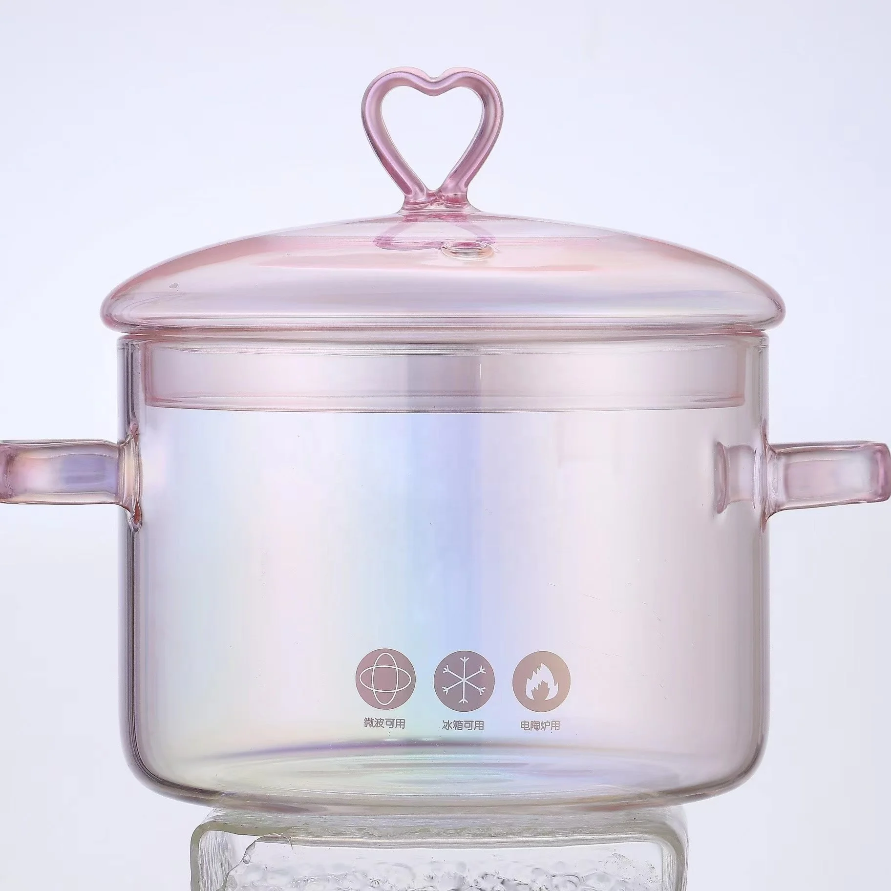 OEM eco-friendly product borosilicate pink glass pots for cooking on stove