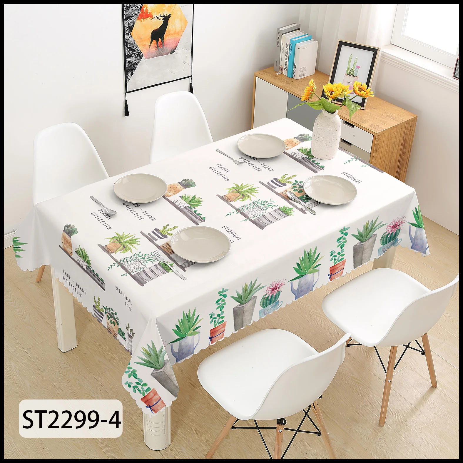 Durable And Popular  Rectangle Tablecloth Washable Polyester Fabric Table Cloth For Restaurant Party PU Printing PVC Tablecloth