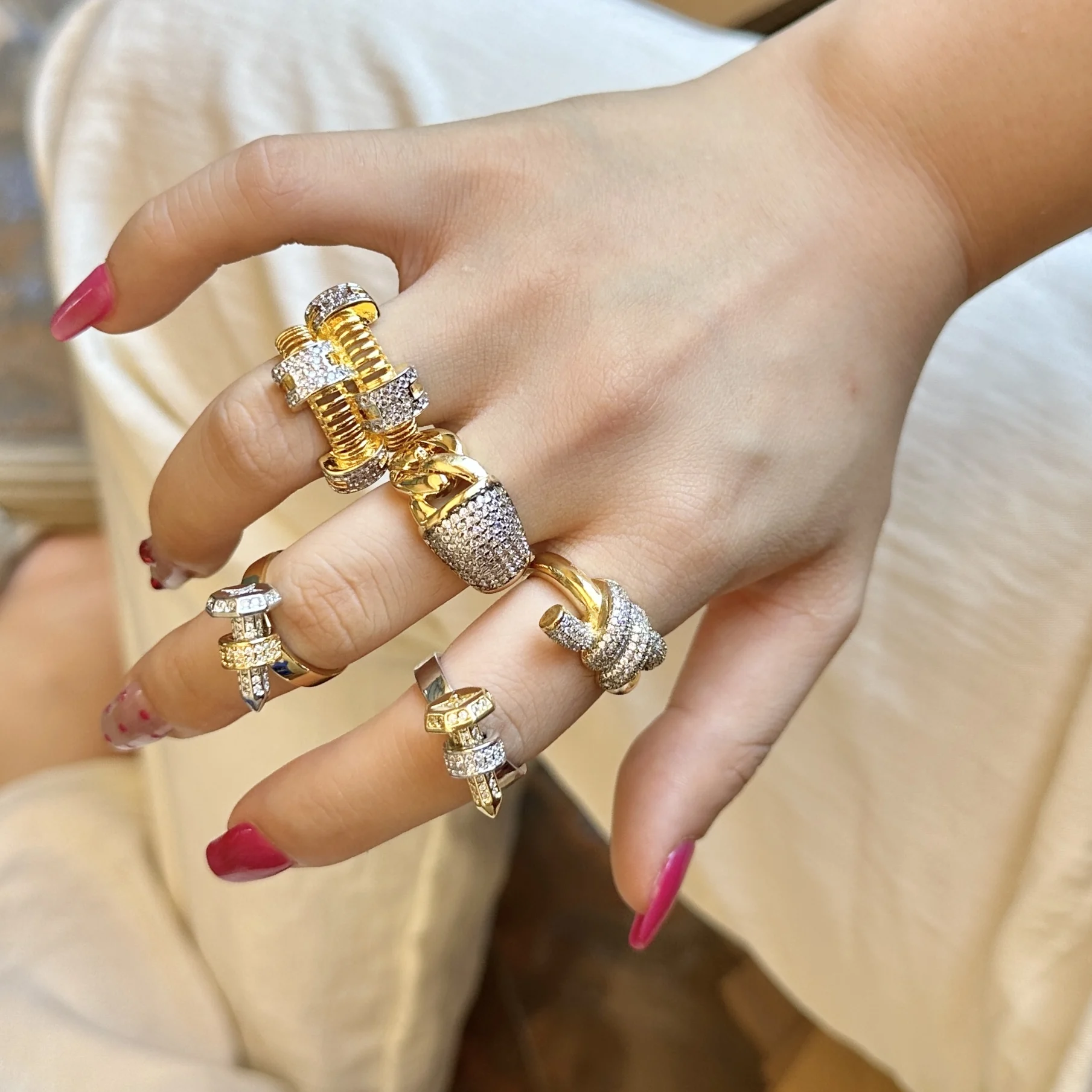 2024 New Geometric irregular Micro insert full zircon rings vintage 18K Gold 925 silver Plated Jewelry earrings women luxury