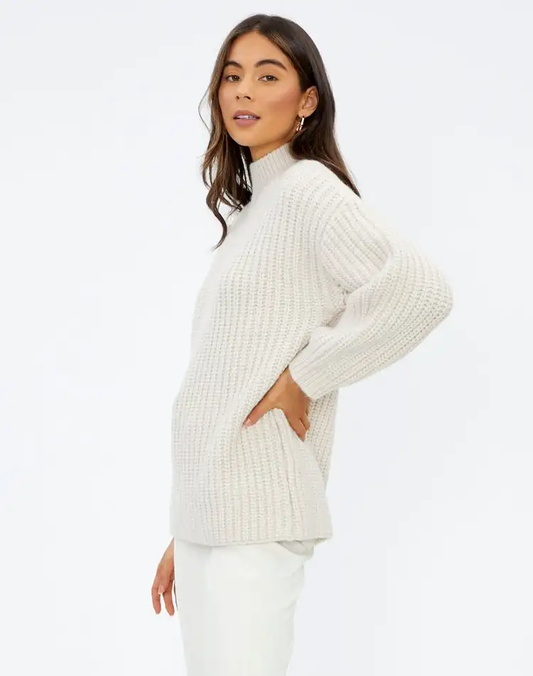 Классический шерстяной белый свитер VSCOO на заказ, пуловер большого размера, Смешанная водолазка, женские свитера