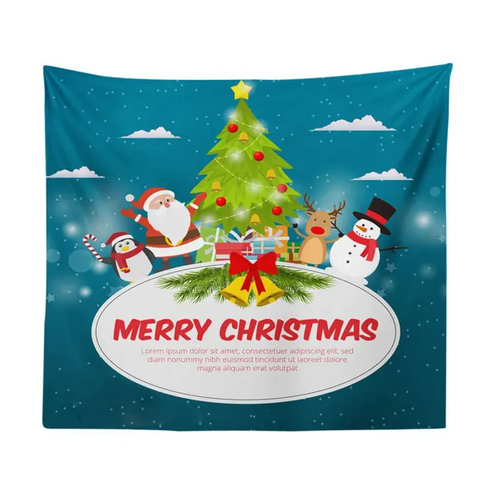Best Price Low MOQ Home Room Decorative Wall Hang Logo Printing Cotton Polyester Fabric Custom Christmas Tapestry