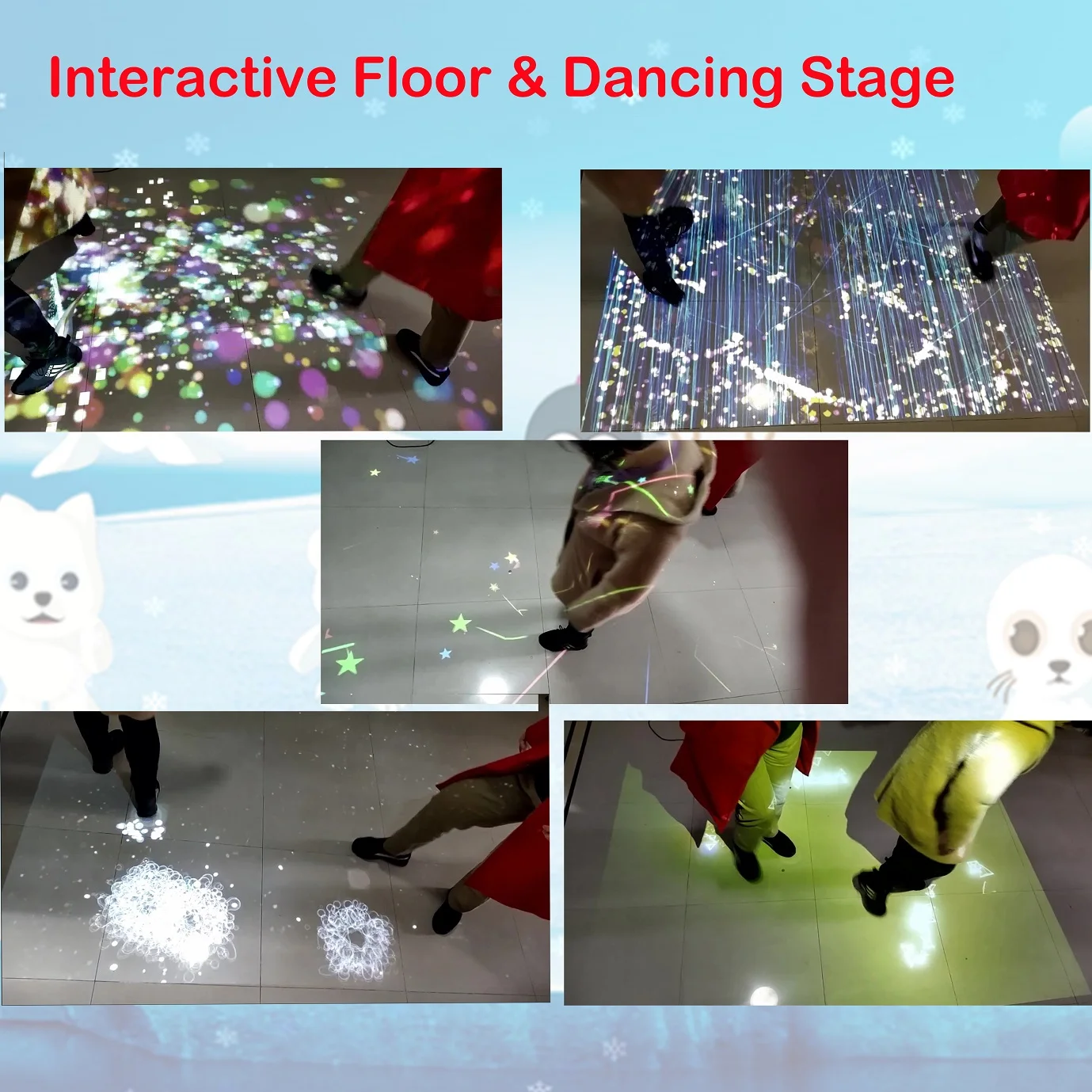 Online hot sale 40-400 inch huge screen  Indoor Virtual Smart  3D Video Interactive system with games Immersive floor games