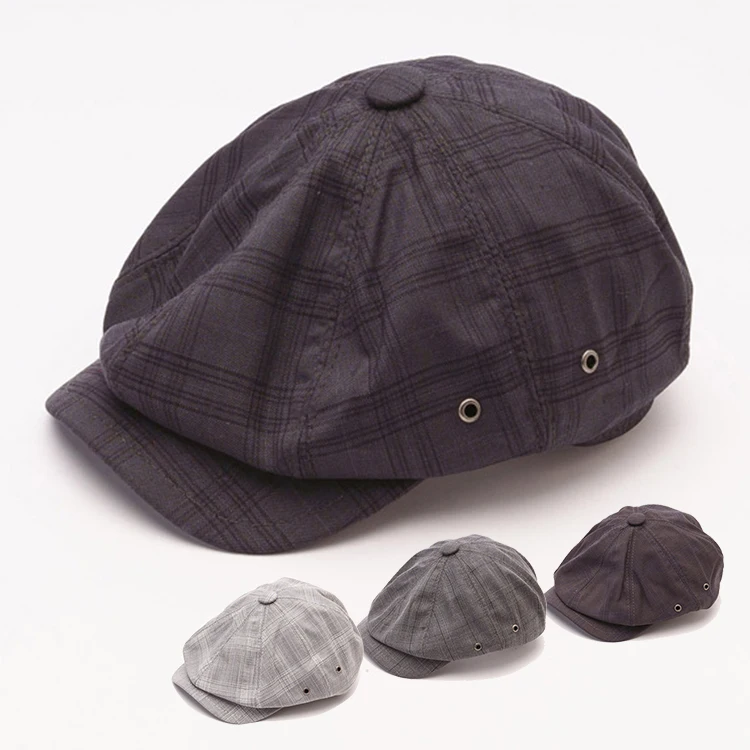 100%Polyester Vintage Checked Male Adults High Quality Men British Ivy Hats