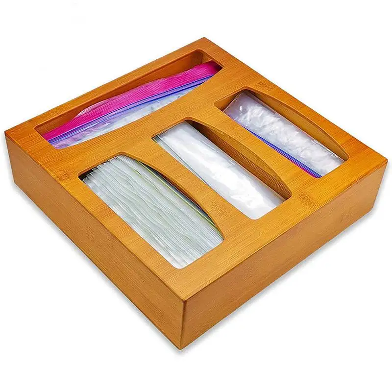 Kitchen Drawer Bamboo Ziplock Bag Storage Organizer For Gallon, Quart, Sandwich & Snack  Acceptable Customized (1600428094403)