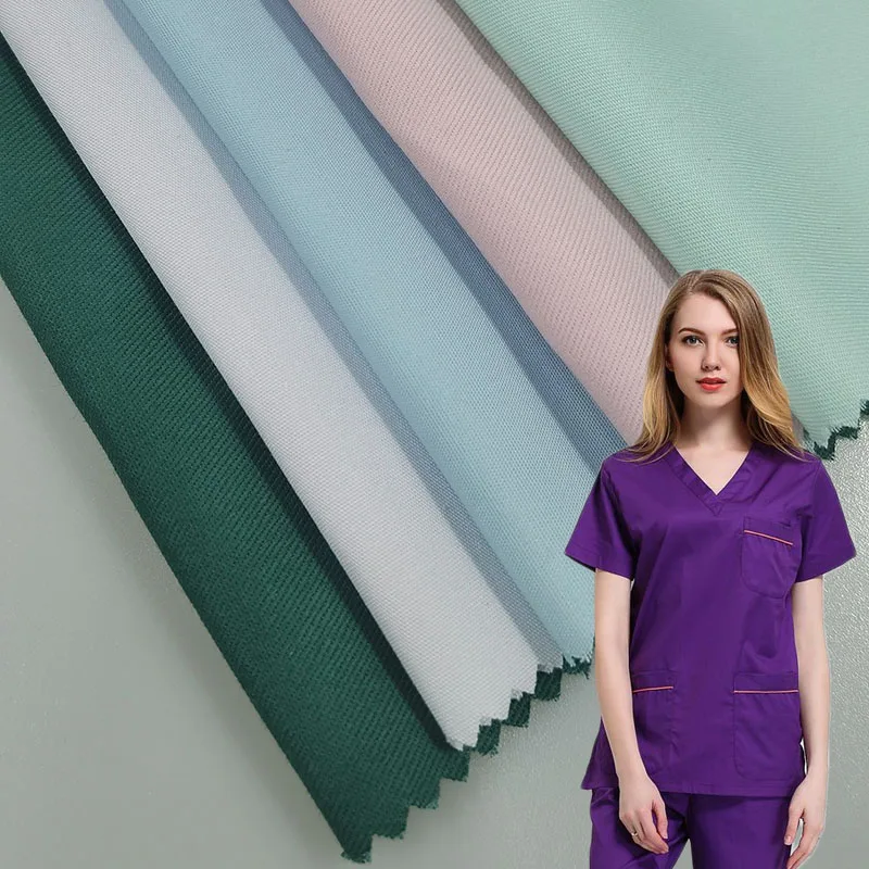 Hospital medical cloth fabric CVC 60 / 40 32 * 21 130 * 78 57 / 58 inch medical gown nurse uniform fabric doctor overalls fabric