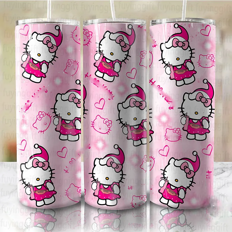 High Quality 20oz Skinny Tumbler 3D Kittymas Christmas Coffee Cup Custom Sublimation Print Stainless Steel Tumblers with Straw