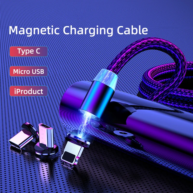 WISTAR 3 in 1 LED Charging Cable Magnetic Charger Cable Charge Magnet USB C Cable