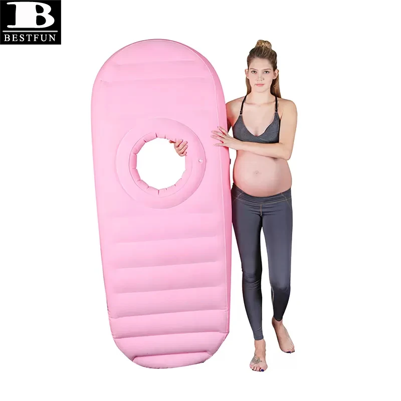 downy flocking inflatable pregnancy bed with hole stomach sleeping mattress lay on tummy pregnant maternity pillow