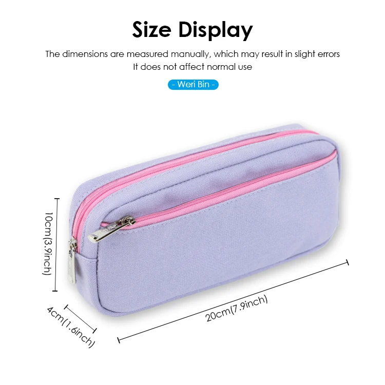 Custom Logo High Quality Canvas Zipper Pencil Bag Portable Storage Bag Multi-functional Stationery Pencil Case