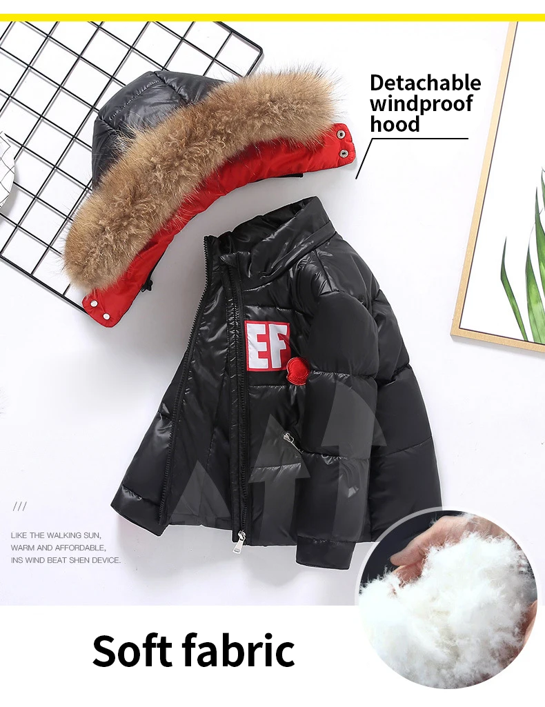 JiAmy Windproof Fur Hood Jacket & Bibs Pants Kids Winter Snowsuit Baby Ski Suit