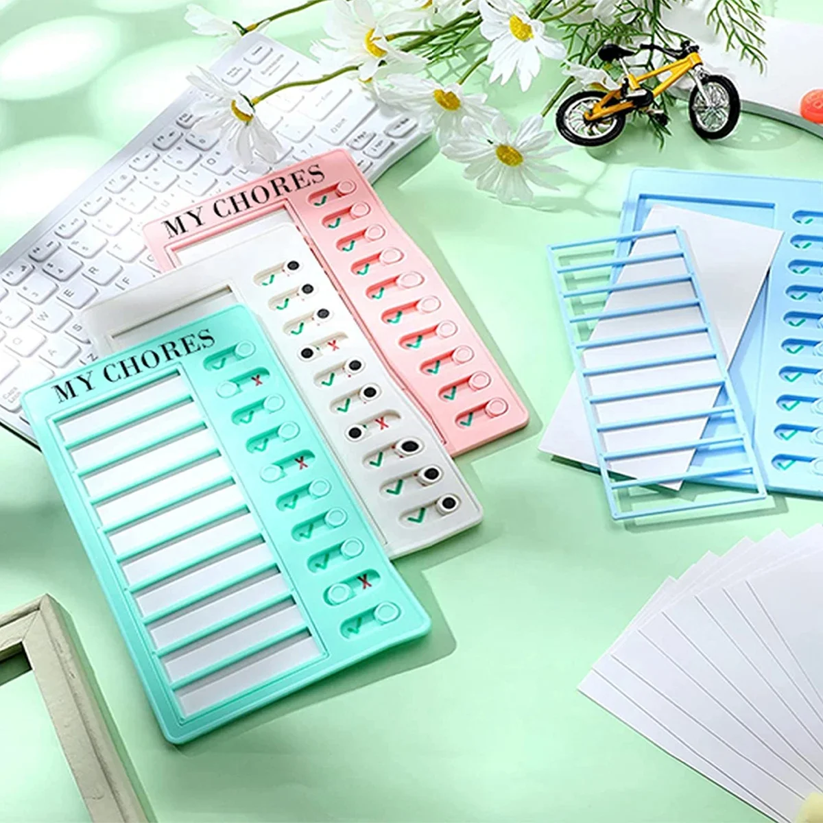 Reusable Chore Chart Planning Board Portable Memo Checklist Board for Kids Detachable Plastic Daily Task Schedule Reminder Chart