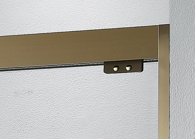 Champagne golden stainless steel safe tempered glass double sliding bath shower door with buffer