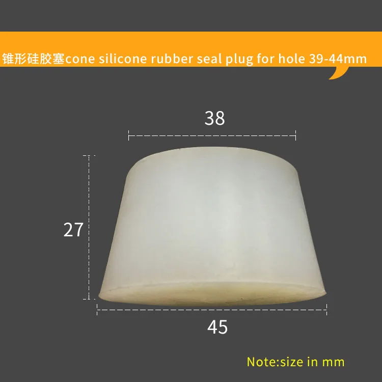 High Temperature Heat Resistant Cone Silicone Rubber Sealing Round Plug /Stopper 38*45*27mm for Hole 39-44mm CUSTOMIZED