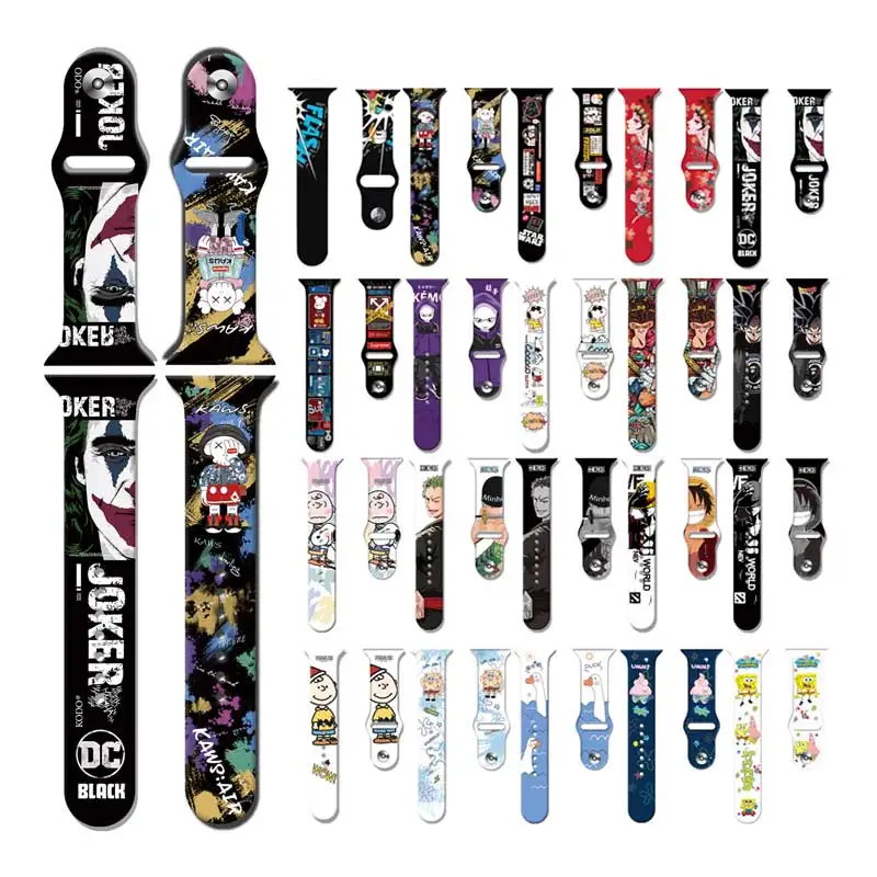 Custom Printed Sport Silicone Rubber Watch Band for iWatch Strap 40mm 44mm for Apple Watch Band Strap Series 6 5 4 3 2 1 SE