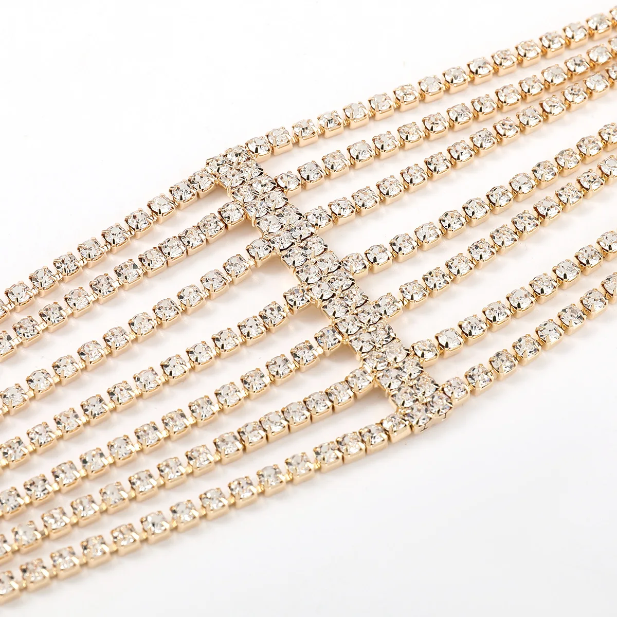 Модные женские аксессуары для волос оптом 2022 трендовые Многослойные инкрустированные стразами из сплава эластичные повязки женщин