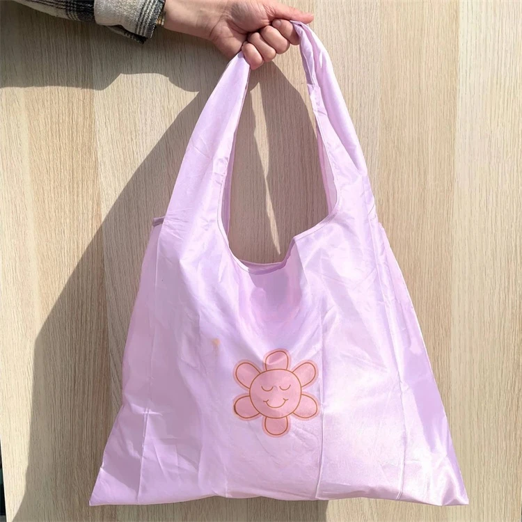 Custom Reusable Grocery Bags Eco Extra Large Recycle Tote Bag Heavy Duty Washable Nylon Foldable Shopping Bags