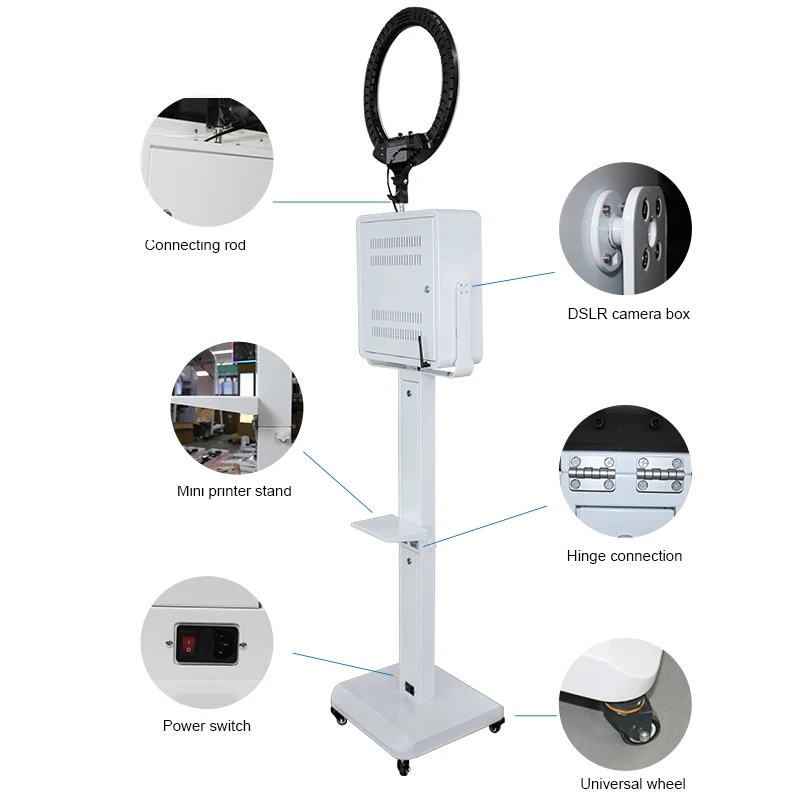 Split Stand Dslr Touch Screen Interactive Wedding Photo Booth Selfie Kiosk Booth With Ring Light For Party Having Fun