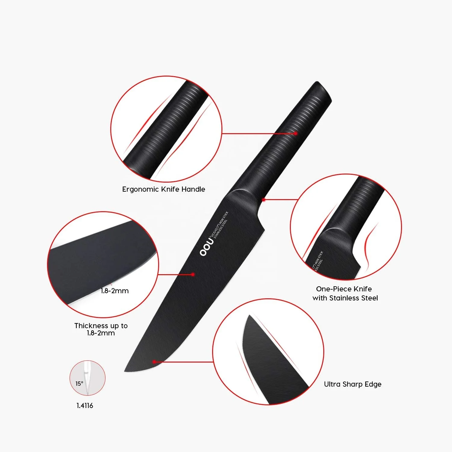 
OOU Amazon Products BO Oxidation Luxury Stainless Steel Kitchen Chef Knives Sets 