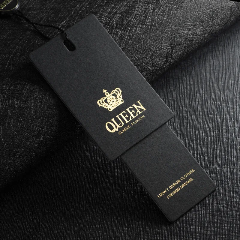 Luxury Gold foil Black Card hanging tag garment custom hang tags template for clothing brand
